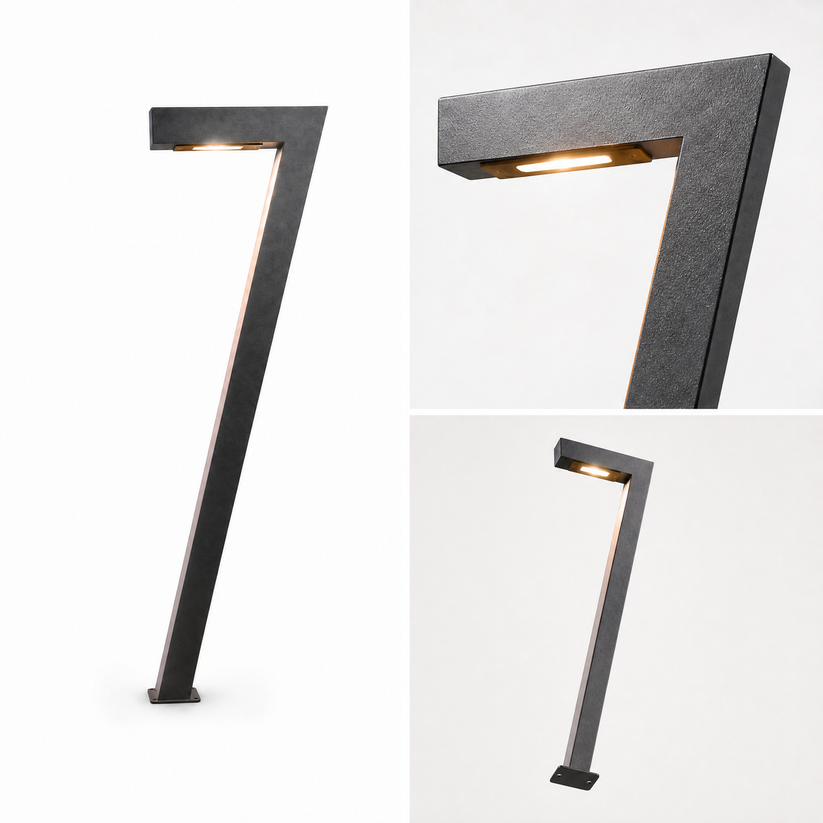 Modern Number 7 LED Bollard Light – 100 cm Outdoor Pathway Fixture