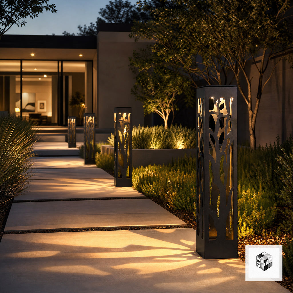 Hollow Leaf Outdoor LED Lawn Light – Modern Garden Bollard