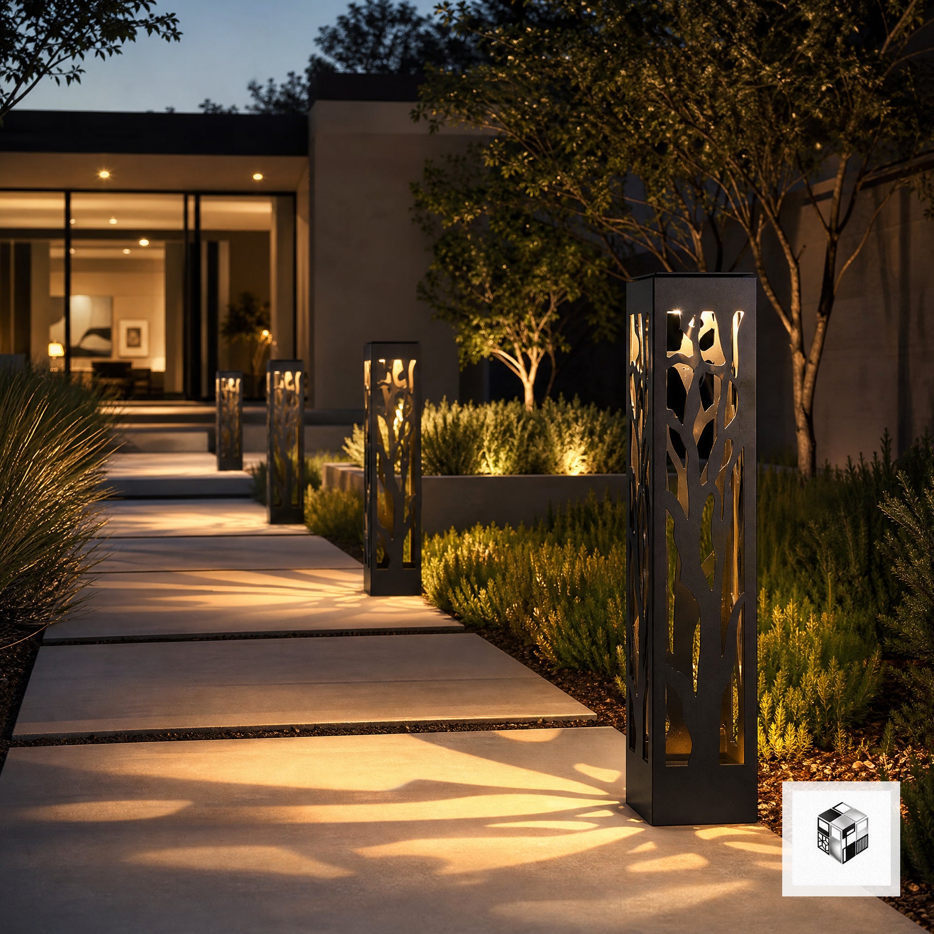 Hollow Leaf Outdoor LED Lawn Light – Modern Garden Bollard