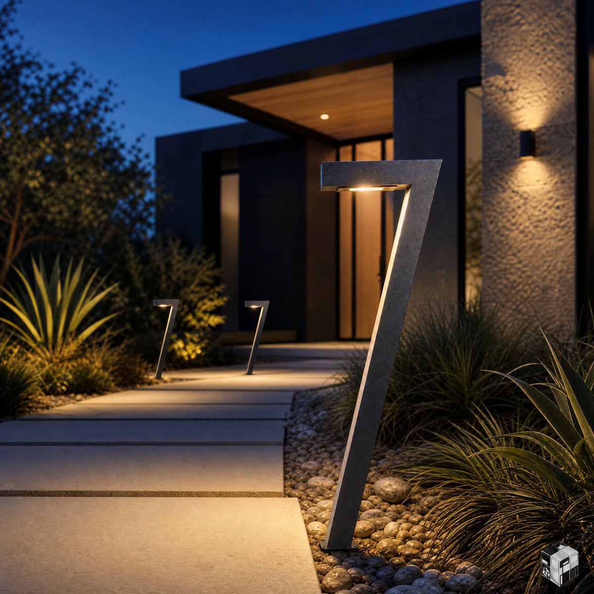 Modern Number 7 LED Bollard Light – 100 cm Outdoor Pathway Fixture