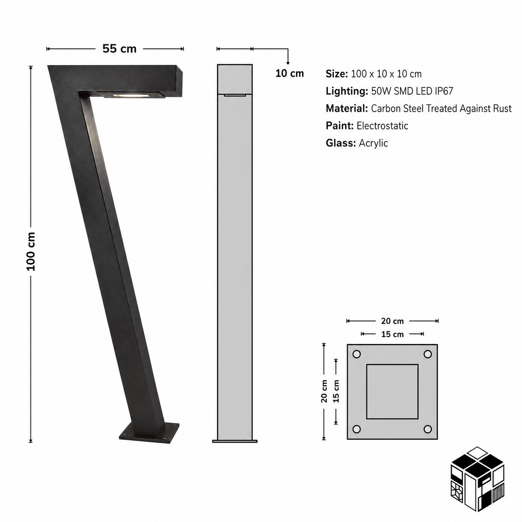 Modern Number 7 LED Bollard Light – 100 cm Outdoor Pathway Fixture