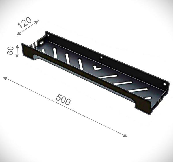 Set of 3 Mild Steel Floating Bathroom Shelves with Hooks – Matte Black Wall-Mounted Storage Rack