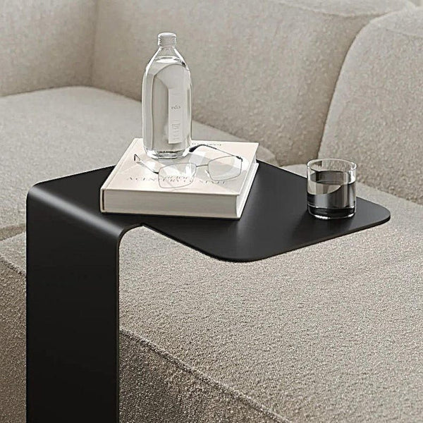 C-Shaped Metal Coffee End Table – Sofa Side Table for Living Room, Bedroom & Office