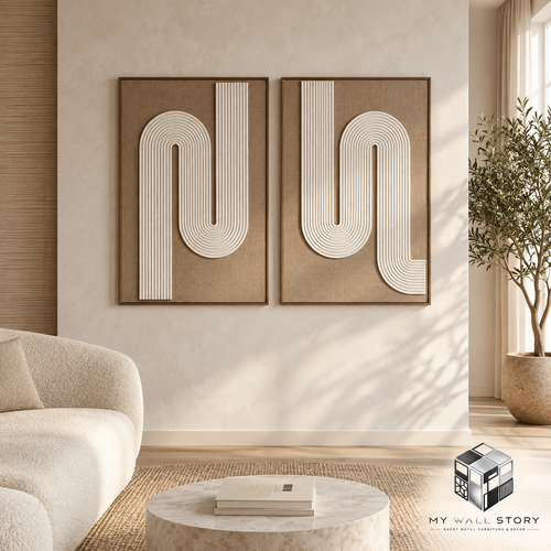 Linen Curve set in a living room - branded illustrative visualization