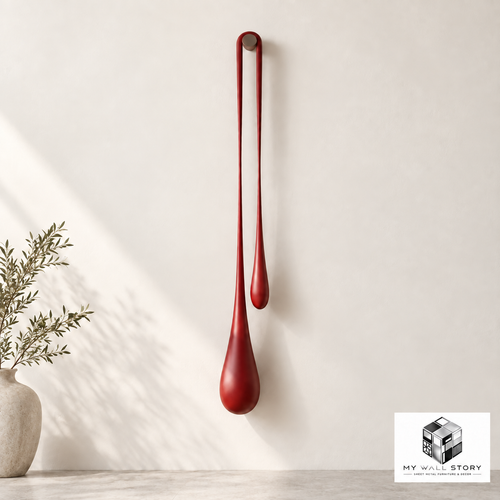 Crimson Serenity red FRP wall art full view - branded illustrative visualization