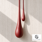 Crimson Serenity asymmetrical teardrop detail - branded illustrative visualization